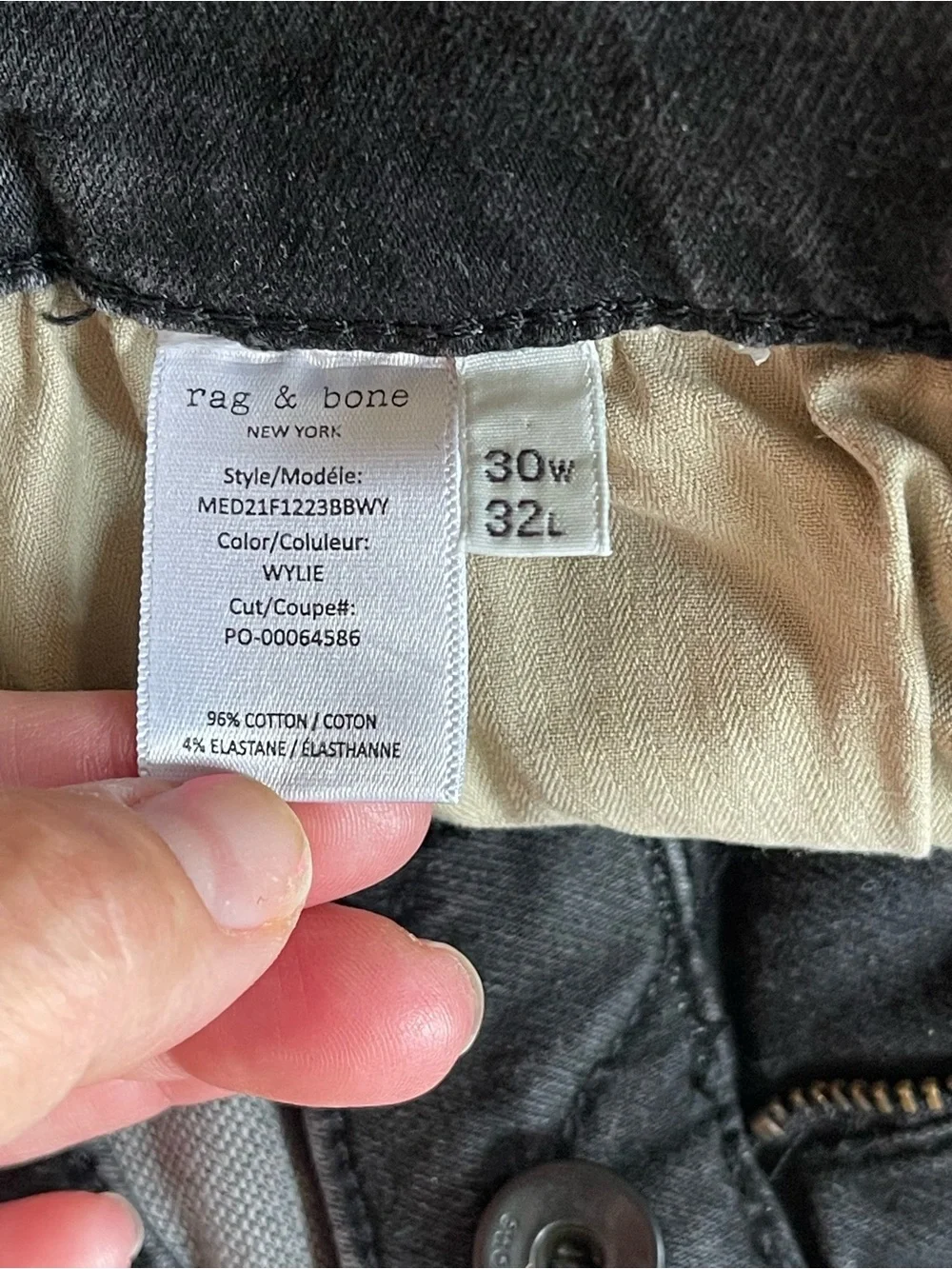 NWT Rag & Bone Fit 2 Wylie Loopback Slim Jeans Men’s 30x32 Charcoal